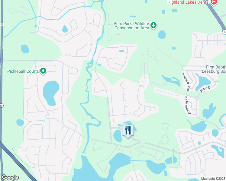 map of restaurants, bars, coffee shops, grocery stores, and more near 25720 Oak Alley in Leesburg