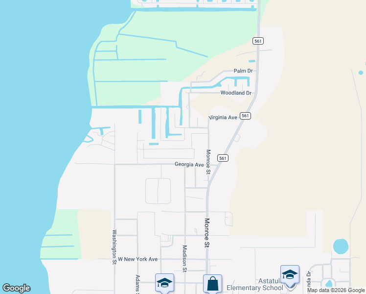 map of restaurants, bars, coffee shops, grocery stores, and more near 13443 Georgia Avenue in Astatula