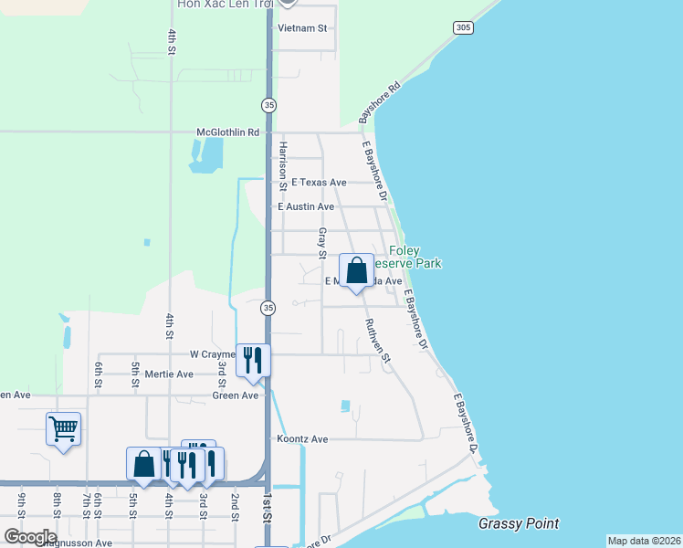 map of restaurants, bars, coffee shops, grocery stores, and more near 311 East Matagorda Avenue in Palacios