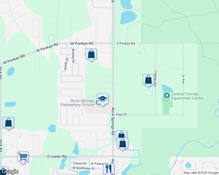 map of restaurants, bars, coffee shops, grocery stores, and more near 39 Wekiva Pointe Circle in Apopka