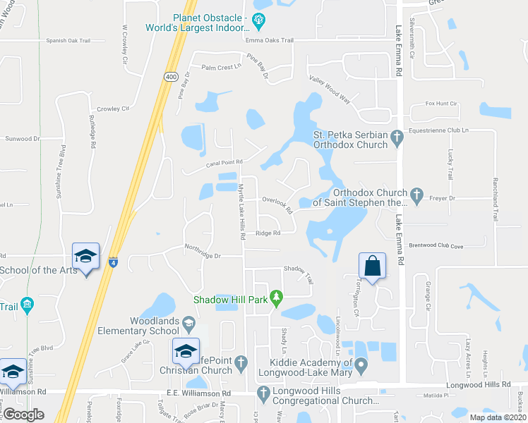 map of restaurants, bars, coffee shops, grocery stores, and more near 1641 Crescent Road in Longwood