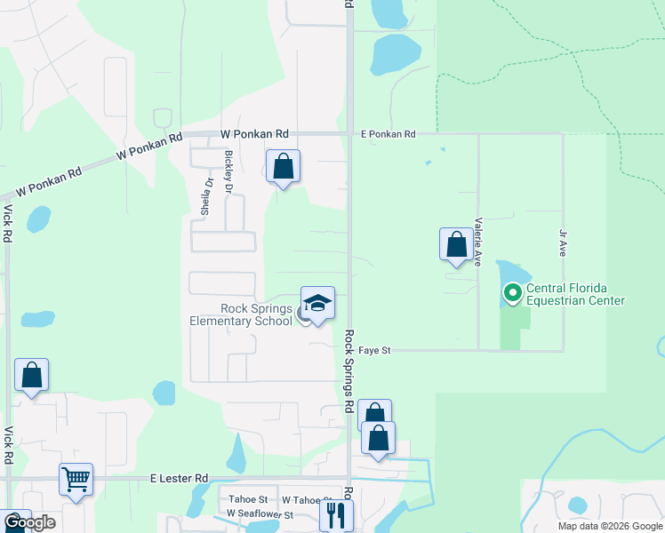map of restaurants, bars, coffee shops, grocery stores, and more near 39 Wekiva Pointe Circle in Apopka