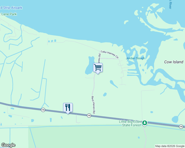 map of restaurants, bars, coffee shops, grocery stores, and more near 372 Rest Haven Road in Geneva