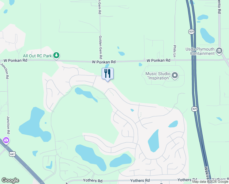 map of restaurants, bars, coffee shops, grocery stores, and more near 3926 Parway Road in Zellwood