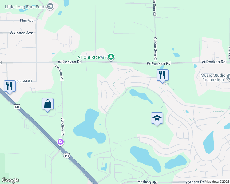 map of restaurants, bars, coffee shops, grocery stores, and more near 2730 Lake Grassmere Circle in Zellwood