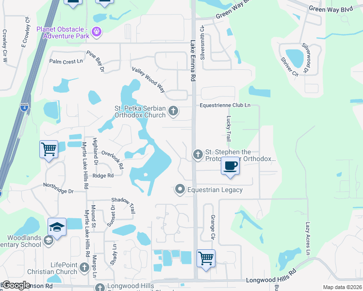 map of restaurants, bars, coffee shops, grocery stores, and more near 1949 Deerview Place in Longwood