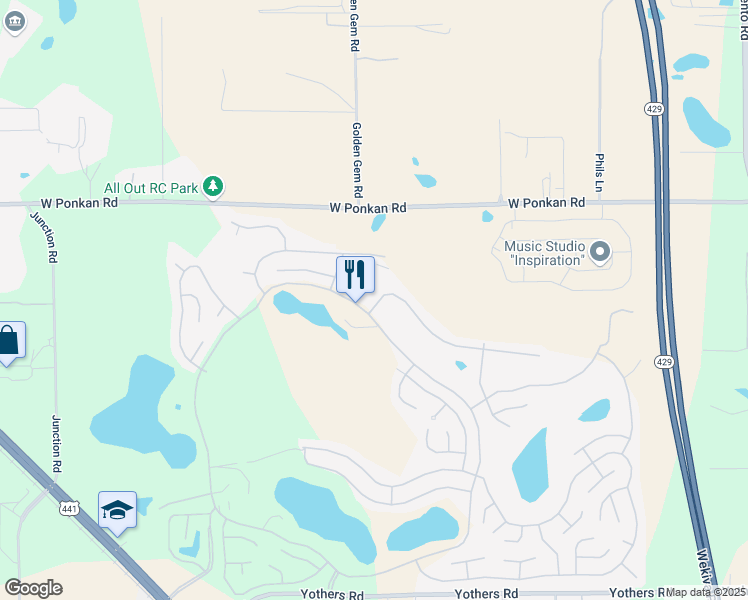 map of restaurants, bars, coffee shops, grocery stores, and more near 3995 Parway Road in Zellwood