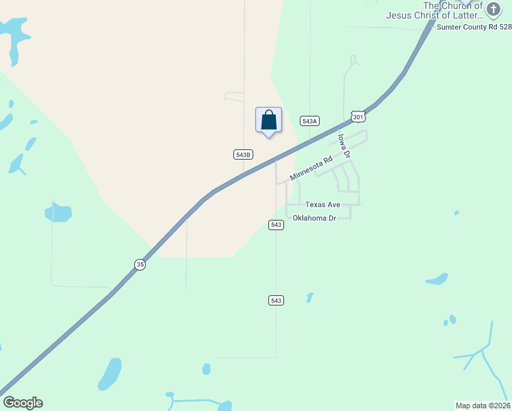 map of restaurants, bars, coffee shops, grocery stores, and more near 2182 County Road 543 in Sumterville