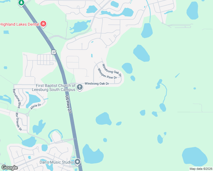 map of restaurants, bars, coffee shops, grocery stores, and more near 5638 Windsong Oak Drive in Leesburg