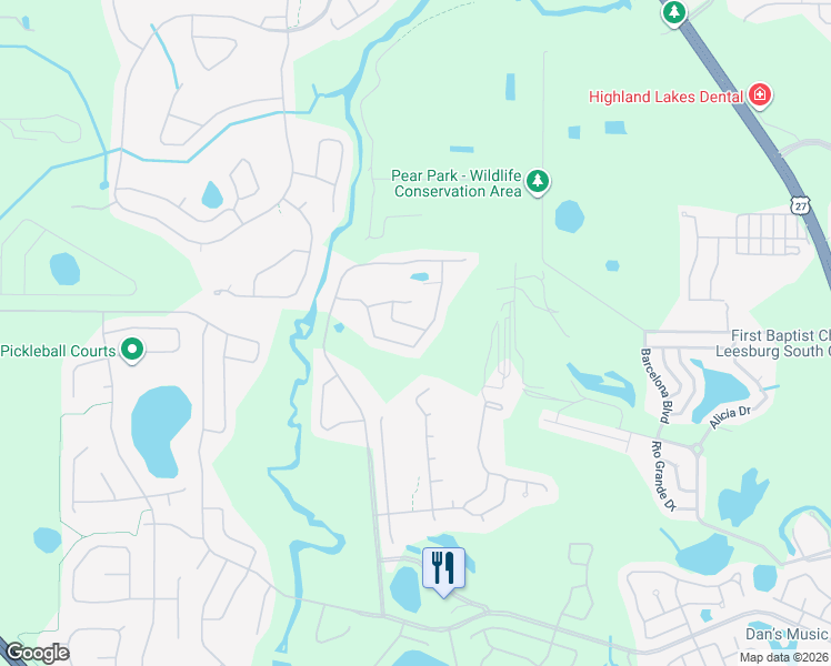 map of restaurants, bars, coffee shops, grocery stores, and more near 4602 River Ridge Drive in Leesburg