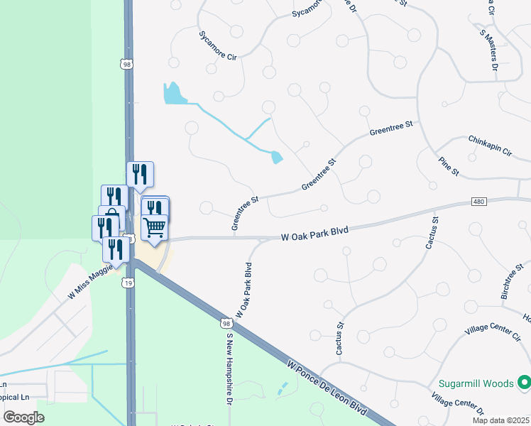 map of restaurants, bars, coffee shops, grocery stores, and more near 5 Sweetgum Street South in Homosassa