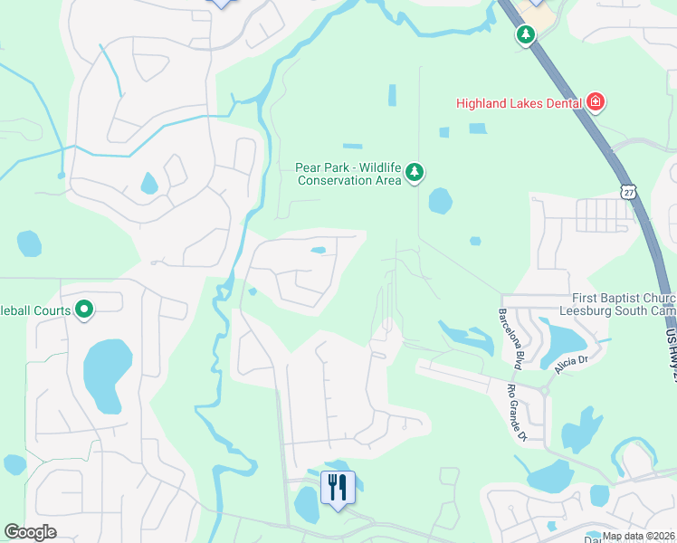 map of restaurants, bars, coffee shops, grocery stores, and more near 4701 River Ridge Drive in Leesburg