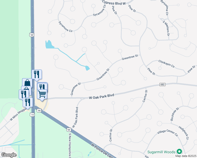 map of restaurants, bars, coffee shops, grocery stores, and more near 35 Greentree Street in Homosassa