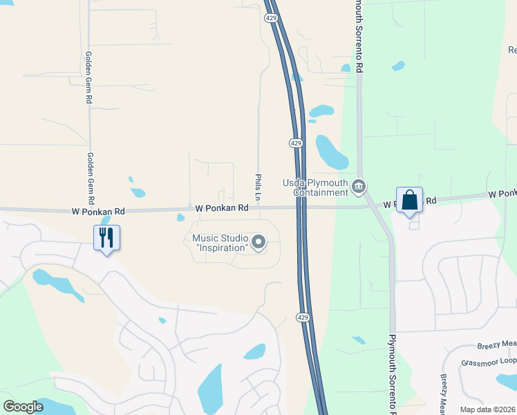 map of restaurants, bars, coffee shops, grocery stores, and more near 3400 West Ponkan Road in Apopka