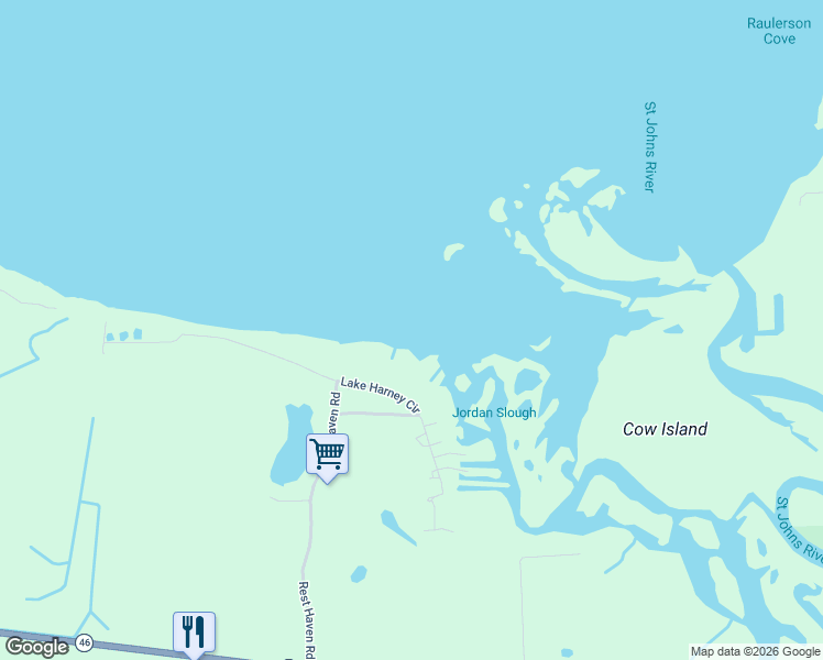 map of restaurants, bars, coffee shops, grocery stores, and more near 4000 Lake Harney Circle in Geneva