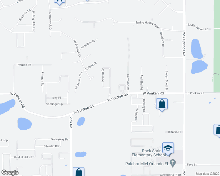 map of restaurants, bars, coffee shops, grocery stores, and more near 3168 Pinenut Drive in Apopka