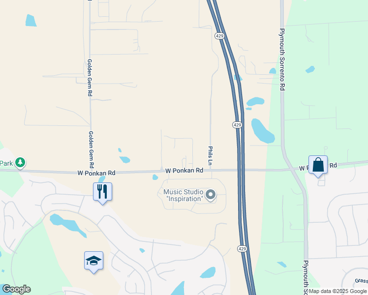 map of restaurants, bars, coffee shops, grocery stores, and more near 3515 West Ponkan Road in Apopka