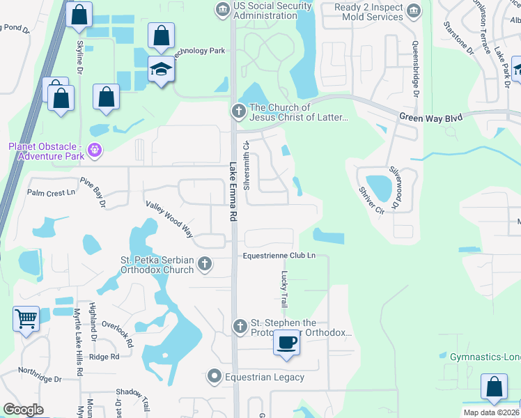 map of restaurants, bars, coffee shops, grocery stores, and more near 804 Silversmith Circle in Lake Mary
