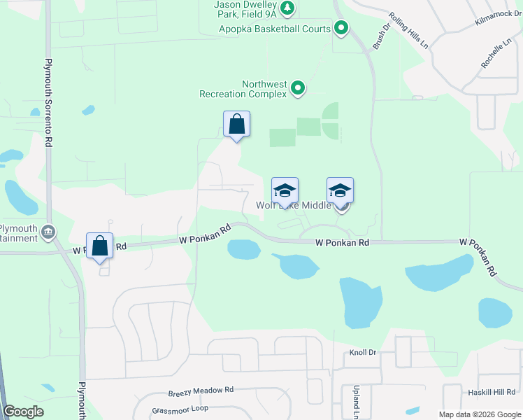 map of restaurants, bars, coffee shops, grocery stores, and more near 1771 West Ponkan Road in Apopka