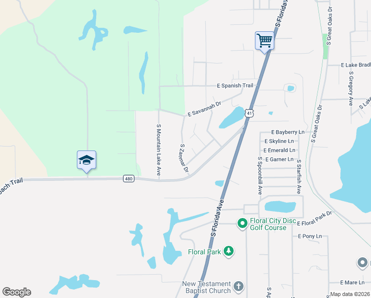 map of restaurants, bars, coffee shops, grocery stores, and more near 9105 South Zanmar Drive in Floral City