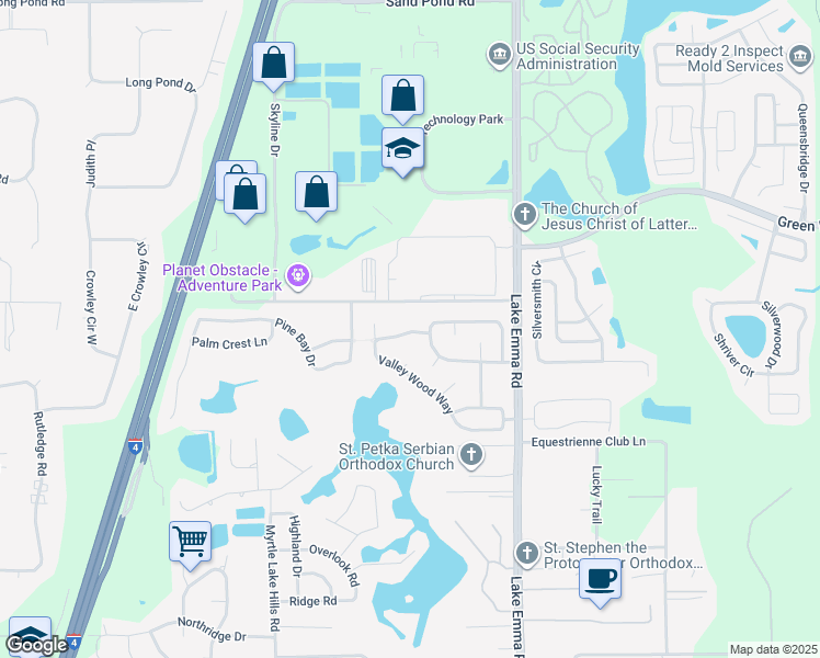 map of restaurants, bars, coffee shops, grocery stores, and more near 312 Cypress Knee Lane in Lake Mary