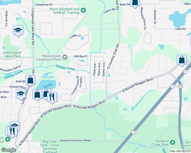map of restaurants, bars, coffee shops, grocery stores, and more near 111 Clyde Avenue in Longwood