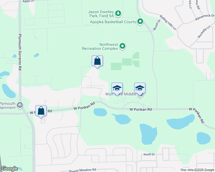 map of restaurants, bars, coffee shops, grocery stores, and more near 1771 West Ponkan Road in Apopka
