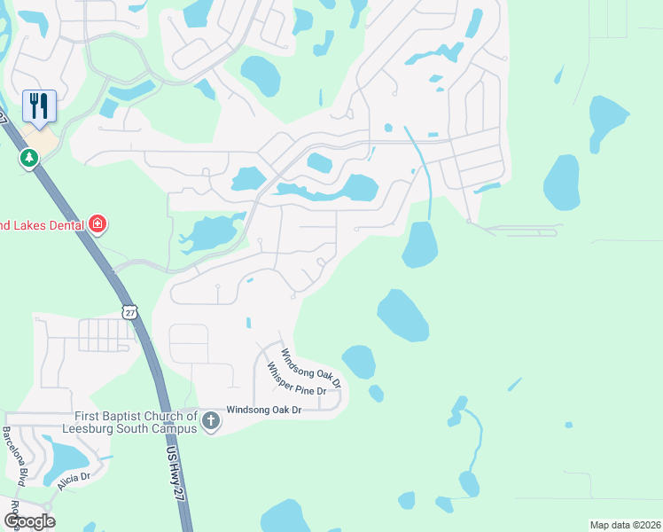 map of restaurants, bars, coffee shops, grocery stores, and more near 26057 Newcombe Circle in Leesburg