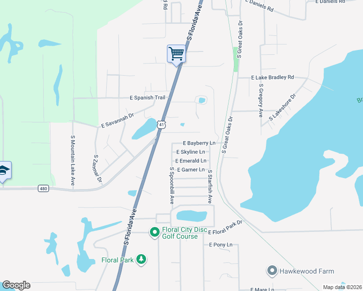 map of restaurants, bars, coffee shops, grocery stores, and more near 9059 South Spoonbill Avenue in Floral City