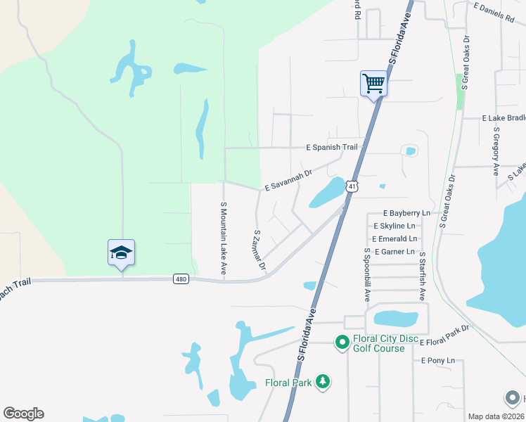 map of restaurants, bars, coffee shops, grocery stores, and more near 9066 South Tara Point in Floral City