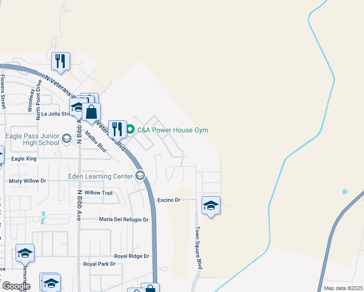 map of restaurants, bars, coffee shops, grocery stores, and more near 2742 Stone Way in Eagle Pass