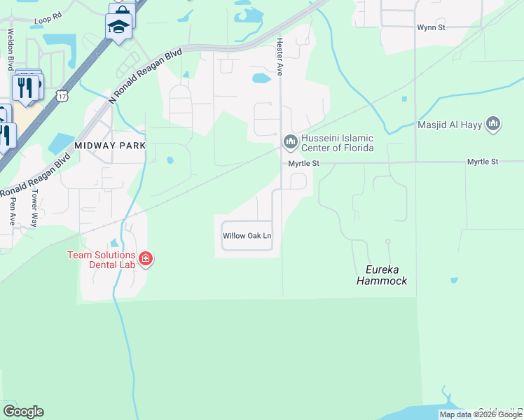 map of restaurants, bars, coffee shops, grocery stores, and more near 5625 Autumn Chase Circle in Sanford