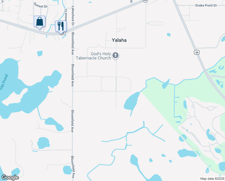 map of restaurants, bars, coffee shops, grocery stores, and more near 26507 Yalaha Road in Yalaha