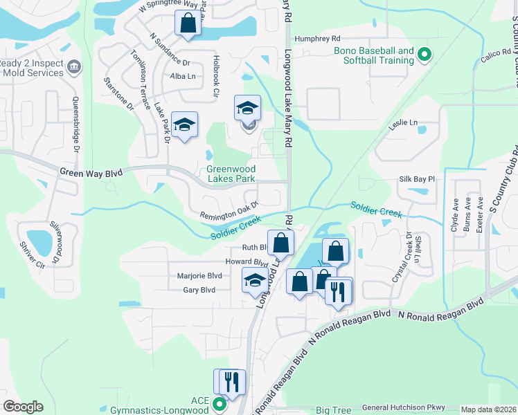 map of restaurants, bars, coffee shops, grocery stores, and more near 689 Remington Oak Drive in Lake Mary
