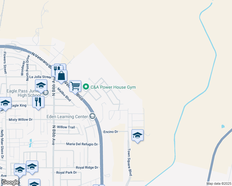 map of restaurants, bars, coffee shops, grocery stores, and more near 2742 Stone Way in Eagle Pass