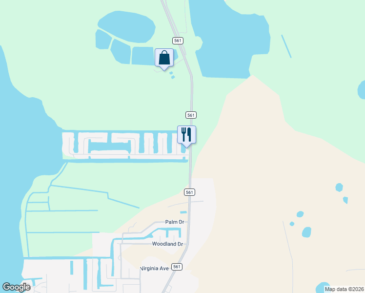 map of restaurants, bars, coffee shops, grocery stores, and more near 4129 County Road 561 in Astatula