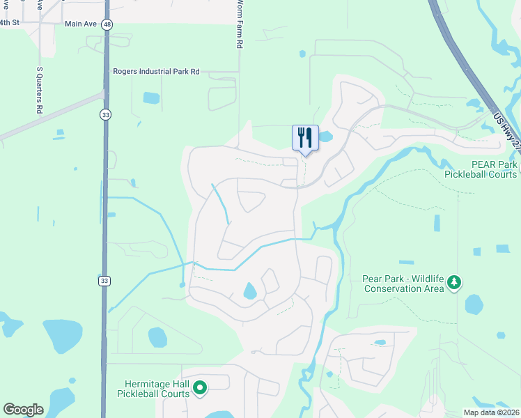map of restaurants, bars, coffee shops, grocery stores, and more near 26717 Augusta Springs Circle in Leesburg