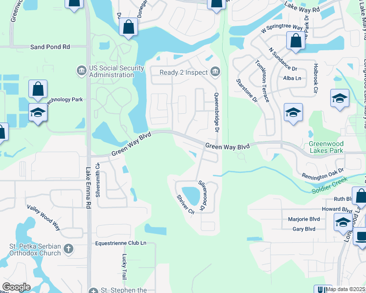 map of restaurants, bars, coffee shops, grocery stores, and more near 889 Silk Oak Terrace in Lake Mary