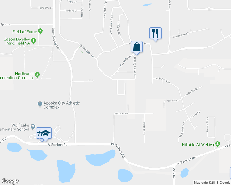 map of restaurants, bars, coffee shops, grocery stores, and more near 3391 Players Point Loop in Apopka