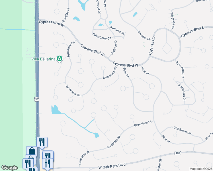 map of restaurants, bars, coffee shops, grocery stores, and more near 27 Wild Olive Court in Homosassa