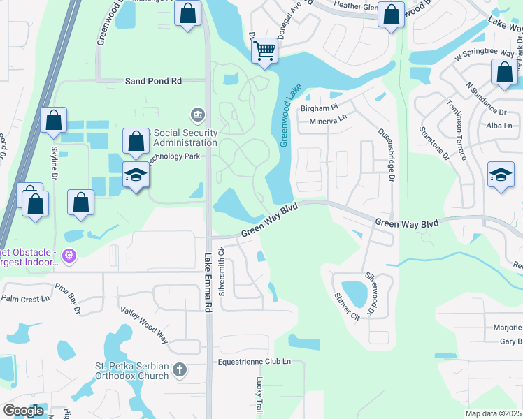 map of restaurants, bars, coffee shops, grocery stores, and more near 2504 Grassy Point Drive in Lake Mary