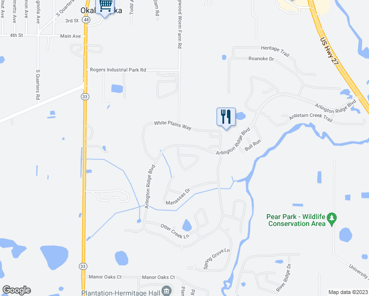 map of restaurants, bars, coffee shops, grocery stores, and more near 4310 Arlington Ridge Boulevard in Leesburg