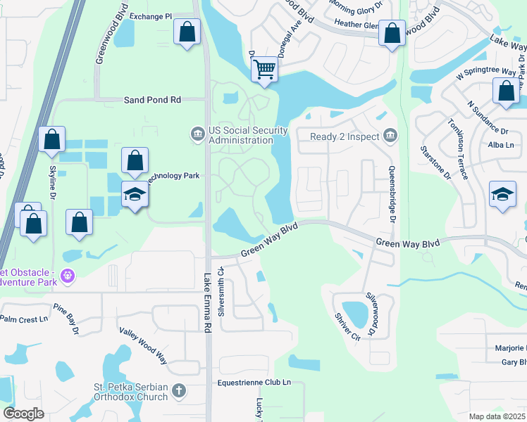 map of restaurants, bars, coffee shops, grocery stores, and more near 2521 Grassy Point Drive in Lake Mary