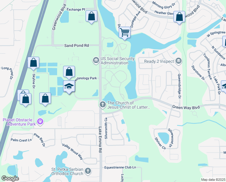 map of restaurants, bars, coffee shops, grocery stores, and more near 712 Secret Harbor Lane in Lake Mary