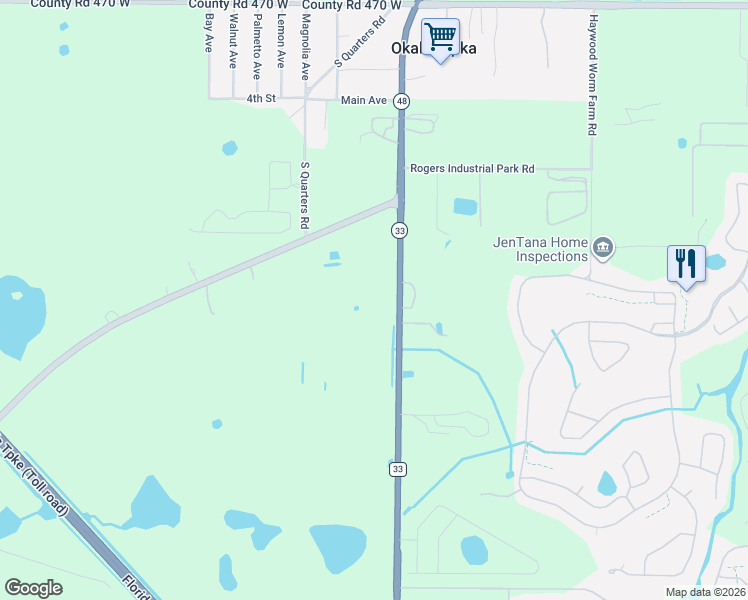 map of restaurants, bars, coffee shops, grocery stores, and more near 26711 Florida 33 in Groveland
