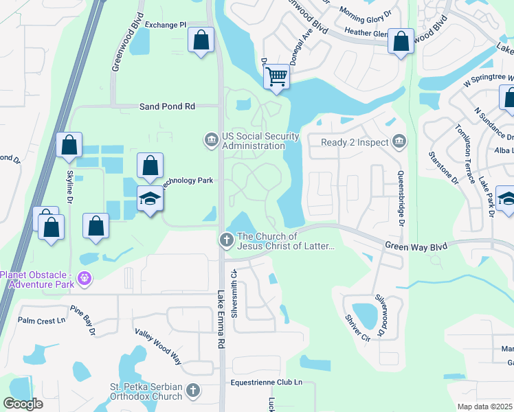 map of restaurants, bars, coffee shops, grocery stores, and more near 709 Secret Harbor Lane in Lake Mary