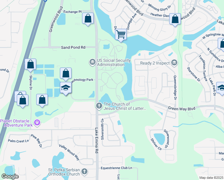 map of restaurants, bars, coffee shops, grocery stores, and more near 712 Secret Harbor Lane in Lake Mary