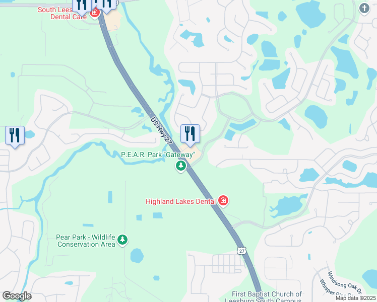 map of restaurants, bars, coffee shops, grocery stores, and more near 26736 U.S. 27 in Leesburg
