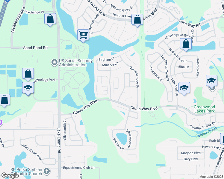 map of restaurants, bars, coffee shops, grocery stores, and more near 600 Charing Cross Court in Lake Mary