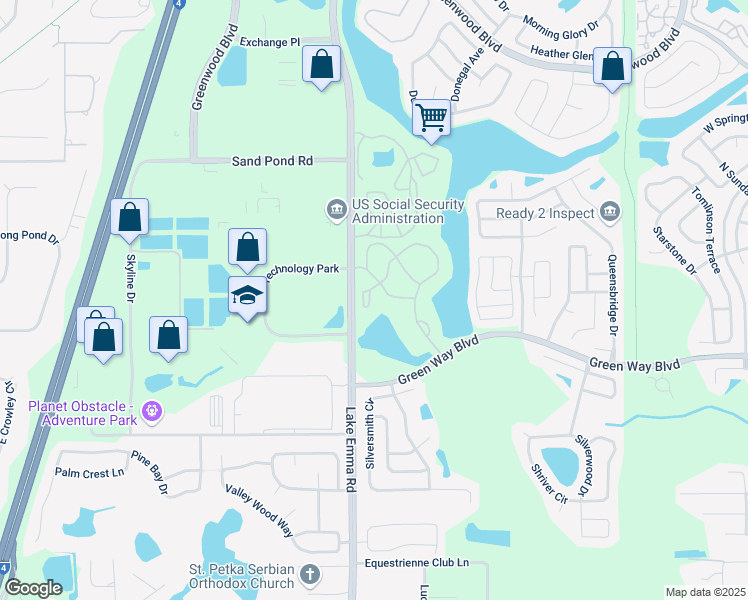 map of restaurants, bars, coffee shops, grocery stores, and more near 712 Secret Harbor Lane in Lake Mary